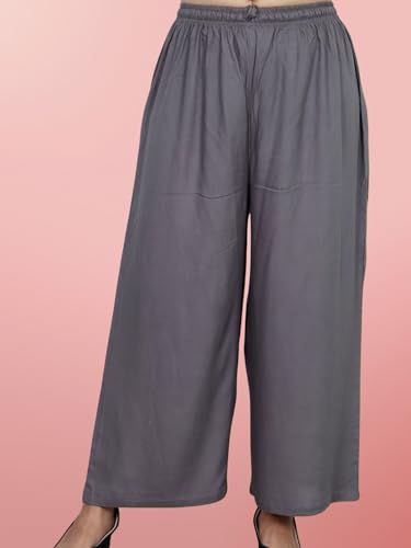 Image of Women's Solid Rayon Palazzo Pants Regular Palazo