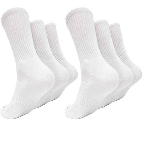 Clarks Men's Sport Half Cushion Crew Socks 6 Pair, White, Men's 7-12 Shoe2