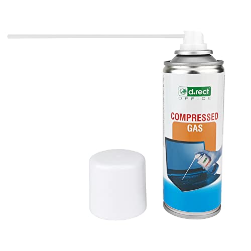 D.RECT Druckluftspray 200ml | Air duster PC Reinigungsset Druckluftreiniger | für: die Reinigung von Tastatur, Computer, Kamera, Handy
