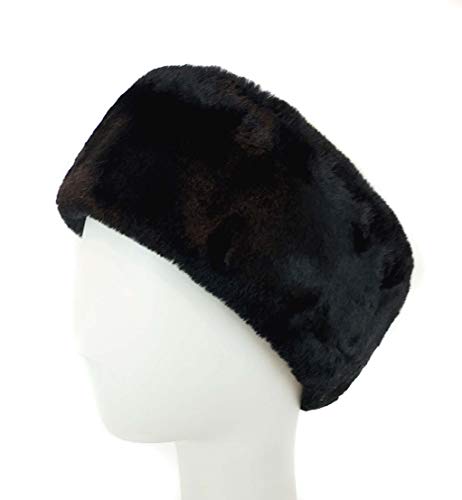 Surell Faux Beaver Fur Headband - Winter Fashion Ear Warmers - Earmuffs (Black)