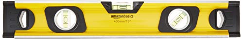 Amazon Basics 16-Inch Heavy Duty Shock Resistant Aluminum Alloy Magnetic Spirit Level, Yellow