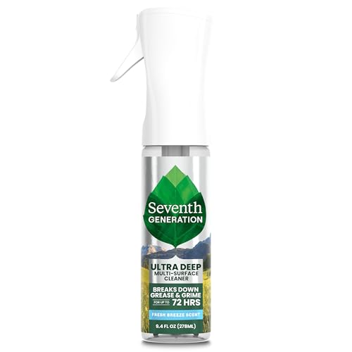 Seventh Generation Ultra Deep Probiotic Multi Surface Cleaner 9.4 Fl Oz Fresh Breeze 80% USDA Biobased All Purpose Cleaning Spray Breaks Down Tough Grease & Grime Safe for Kids & Pets