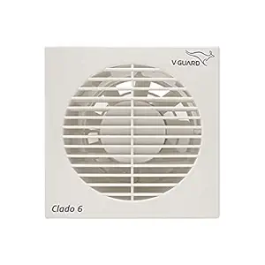 V-Guard Clado 6 Exhaust Fan | 1900 RPM Speed | 150 mm Sweep | Noiseless and Energy Efficient (White)
