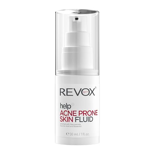REVOX B77 - Help Acne Prone Skin Fluid, 30 ml, Crema Acné Facial, Fluido Pieles Grasas con Tendencia al Acné, Hidrata y Regula la Producción de Sebo, Reduce Grano y Puntos Negros, Trata Imperfecciones