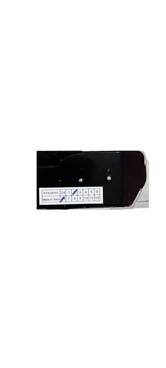 Label on the thermal printer head mechanism showing model number RT638RG and pinout numbering.