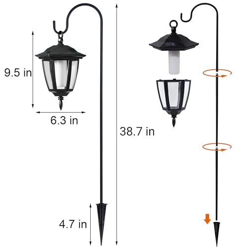 Dynaming-4-Pack-Solar-Flame-Hanging-Lights-Outdoor-Solar-Flickering-Flame-LED-Garden-Lanterns-with-4-x-38-Inch-Shepherd-Hooks-Landscape-Lighting-Waterproof-for-Lawn-Patio-Yard-Pathway-Driveway Dynaming 4 Pack Solar Flame Hanging Lights Outdoor Solar Flickering Flame LED Garden Lanterns with 4 x 38 Inch Shepherd Hooks Landscape Lighting Waterproof for Lawn Patio Yard Pathway Driveway