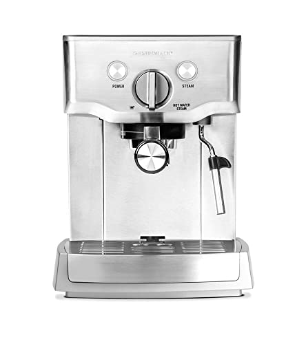 Gastroback 42709 Design Espresso Pro, Espressomaschine mit Siebträger, Milchaufschäumdüse, 15 bar, 1.5 L, Thermoblock-Heizsystem, 18/8 Edelstahl, Grau