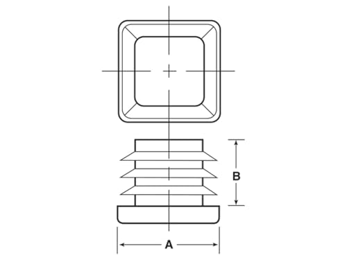 Image of Caplugs SQR-1-10-14 THK Head SQR Series, Plugs for Square Tubing, 80 Pack, to Fit Square Tube OD 1.000 inch x Height 0.43 inch, Wall Thickness 10-14 Ga. (.134-.083) inch, PE-LD, Black, Exterior Ribs (99395194)