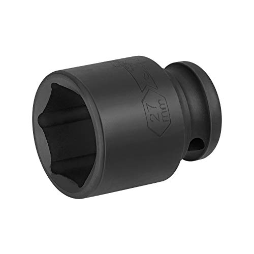 Image of JETECH 1 /2 Inch Drive 27mm Standard Impact Socket, Metric, Chrome Molybdenum Alloy Steel (Cr-Mo), 6-Point Design, Cold Forged & Heat Treated for Heavy-Duty Automotive & Industrial Use