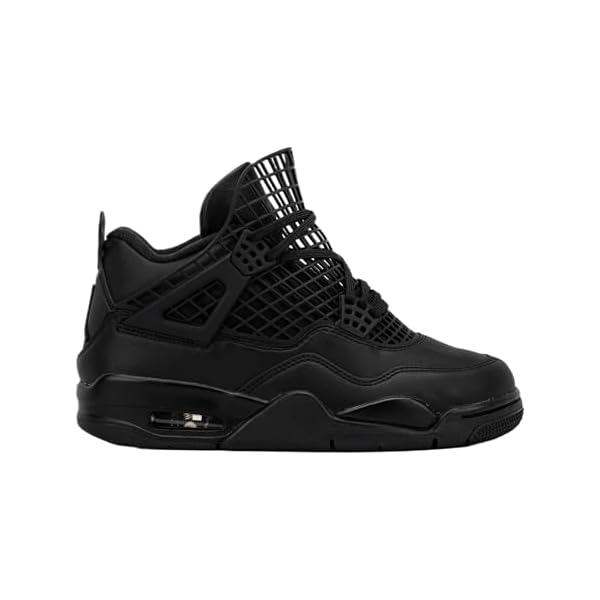 Air Jordan 4 Retro Net Womens Lifestyle Shoes (Black/Black/Metallic Silver)
