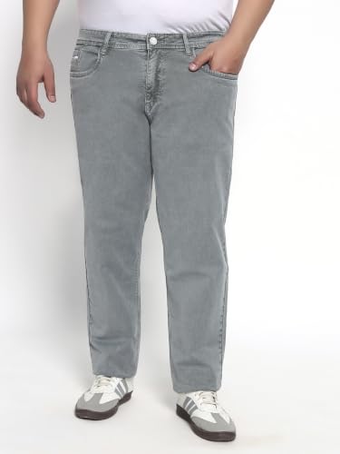 Image of Cotton Comfort Fit Jeans for Men | Full-Length Solid Denim Pants with Button Closure, Embroidered Design, Mid-Rise Casual Trousers for Daily | Classic Jeans for Office Bottoms (DI-249)