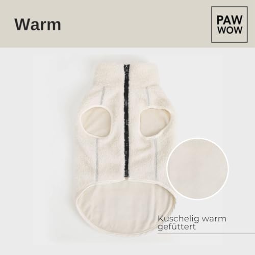 PAW WOW MIKA Hundejacke | Hundemantel Teddy-Fleece | Hunde-Weste mit Bauchschutz für kühle Temperaturen (Beige, L)