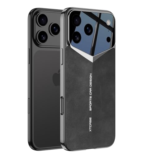 Coque iPhone 17 Pro noire antichoc avec protection arrière en cuir
