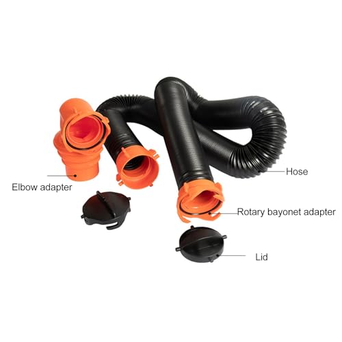 Image of Tissting RV Sewer Hose Extension Kit with 90 Swivel Fitting, PP Wear Resistance Heavy Duty Sewer Hose Extension Kit for Camper Motorhome Caravan(4.5m), default