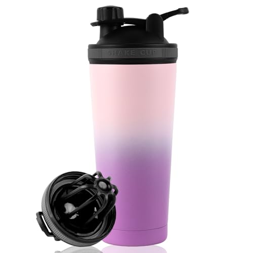 kiptyg Shaker Proteinas,750ml Coctelera de Proteínas con Colador,Coctelera de Proteínas de acero Inoxidable de doble pared con Aislamiento al vacío,Sin BPA y a Prueba de fugas,para Deportes,Fitness
