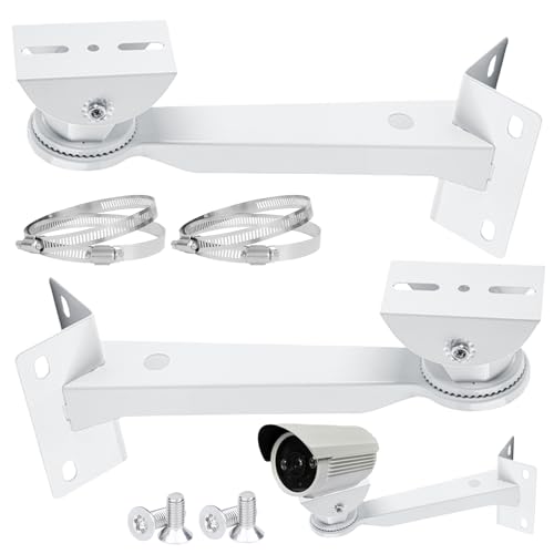2 Stück Überwachungskamera Masthalterung, Metallmontage Eckhalterung mit 2 Verstellbaren Schlaufen Vertikale Stangenhalterung, Universal-Halterung für Überwachungskamera, Masthalterung Halterung
