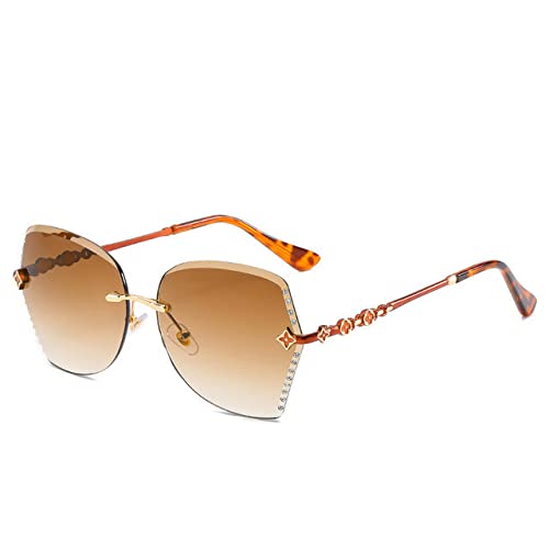 Lunettes de soleil vintage UV400 monture métal unisexe style rétro couleur thé