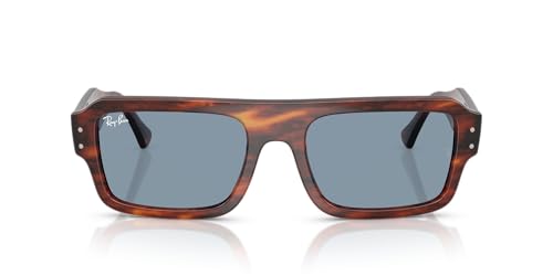 Ray-Ban RB4454F Lukas Low Bridge Fit Sunglasses, Striped Havana/Blue, 53 mm - image 1
