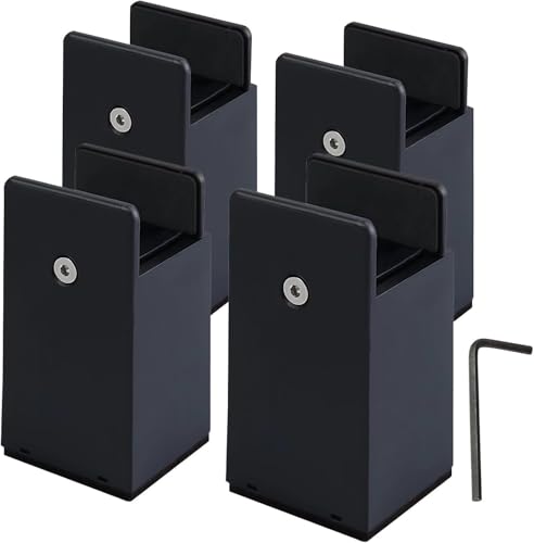 Xummi Lot de 4 rehausseurs de meubles de 10 cm, réglables avec borne à vis, support de 5000 lb, pour chaise lourde, pour lit, table, chaise, canapé (noir,...