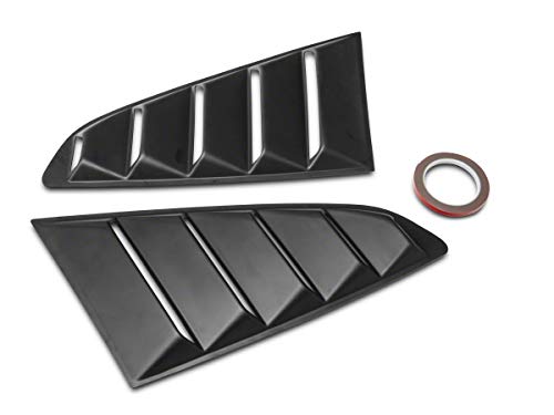Speedform Vintage Quarter Window Louvers; Matte Black Compatible With 15-23 Mustang Fastback #TOP1