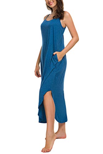 Aviier Nightgowns For Women Sexy Lingerie Dress Soft Full Slips Dresses With Pockets (Xl, Blue) #TOP5
