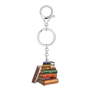 LONYOO Acrylic Book Keychain Accessories Bookish Gifts for Book Lovers Women Bookworm Reader Girls Kids Backpack Purse Charms (Brown)