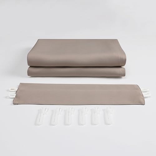 Image of Joydeco Blackout Curtains, Set of 2, Khaki, Width 39.4 x Length 35.4 inches (100 x 90 cm), Soundproofing, Thermal Insulation, Cold Protection, Energy Saving, Bedroom, Living Room, Shape Stabilized,