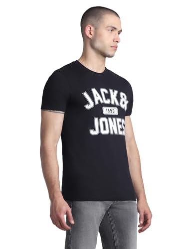 Image of Jack&Jones Men's Cotton Logo Print Slim Fit T-Shirt