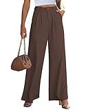 GRAPENT Womens Flowy Wide Leg Trousers Old Money Clothes Women Summer Pants Business Casual Brown Trousers Size Large