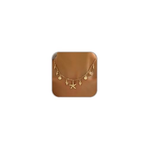 Nackiy Shell Starfish Necklace for Women Boho Beach Vacation Jewelry