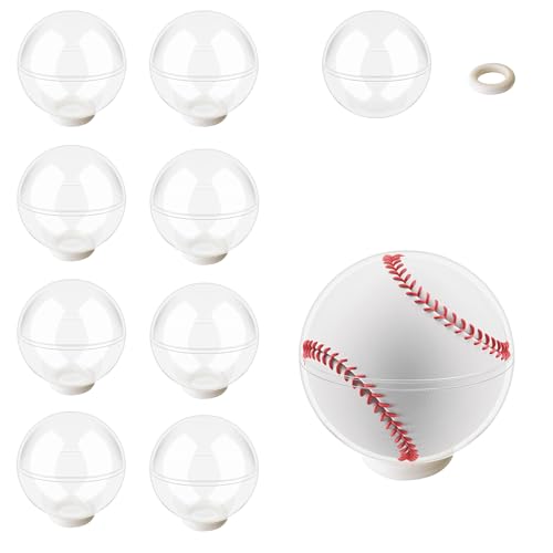 10 Pack Clear Baseball Display Case with Wooden Ring Bases,