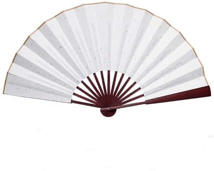 11.8" DIY Wedding Guest Book Fan - Blank Xuan Paper Canvas for Signatures - Large Bamboo Folding Fan for Rustic Wedding Decor, Bridal Shower & Custom Party Favors (Red Bamboo Ribs)