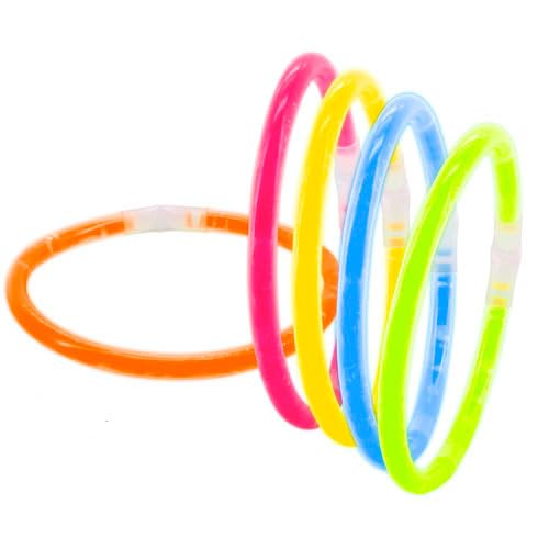 DISOK Pack 120 Pulseras Luminosas Fluorescente LED Neon. Pulseras Luminosas con Conectores, Kits para Crear Pulseras y Collares, Carnaval Festividad Fiestas Disfraces