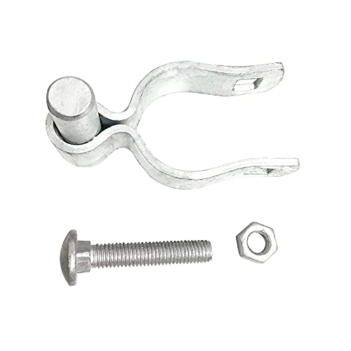 2 Pack Chain Link Fence Gate Post Hinge - Use For Outside Diameter Post/Pipe - Galvanized Chain Link Post Gate Hinge - Nut/Bolt Included (1-5/8 Inch) #TOP2