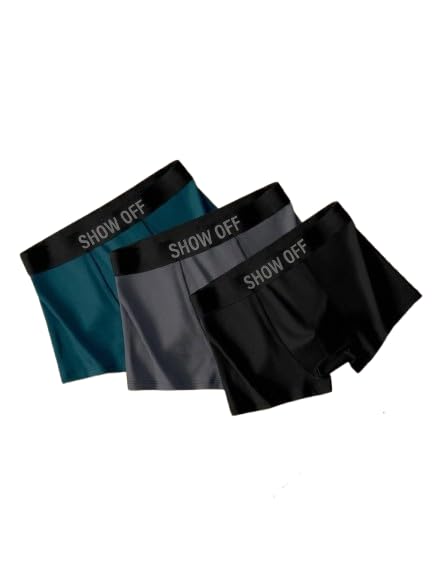 Show Off Men's Boxer Briefs, 3 Pack, Black, Grey and Teal, Solid Colour Underwear (in, Numeric, 105, Regular)-image-17