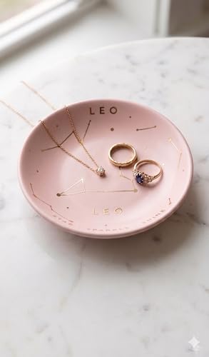 Leo Zodiac Ring Dish Gold-Plated Astrology Trinket Bowl