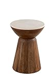 Albany Living Marble Top Solid Mango Wood Decorative Cylindrical Pedestal Side Table, Contemprary Accent Side/End Table,Fully Assembled, for The Living Room and Bedroom,Natural