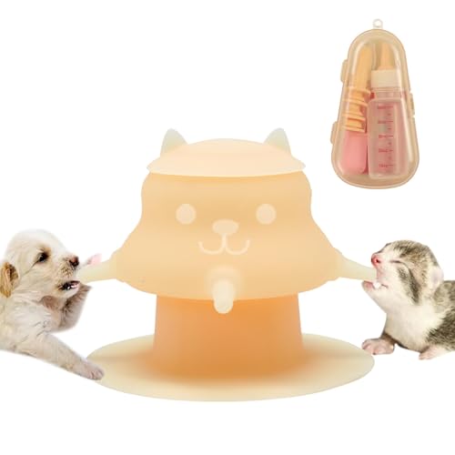230ML Puppy Milk Bottle with 4 Soft Silicone Nipples Premium Pet Milk Feeder Multi-Pet Nursing Station for Newborn Puppies Kittens Rabbits