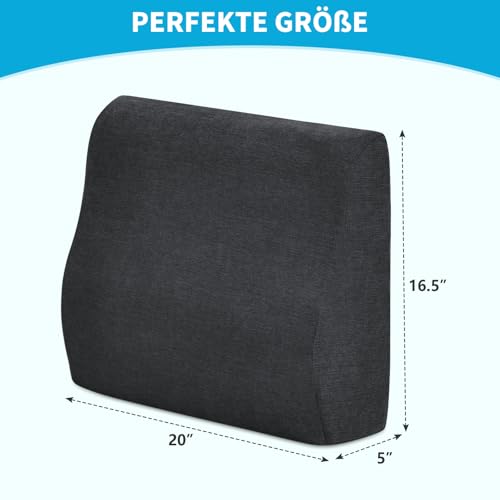 TANYOO Rückenkissen Lendenwirbelstütze für Sofa, Autositz, Rollstuhl Lendenwirbelkissen für Menschen unteren Rückenschmerzen mit Memory Schaum Ergonomisches Lendenkissen Waschbarer Bezug Dunkelgrau