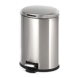 Home Zone Living 3 Gallon Kitchen Trash Can, Small Semi Round Stainless Steel, Step Pedal, 12 Liter