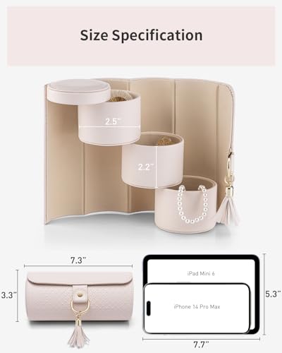 Vlando Jewelry Case for Women, Travel Essential and Organizer for Girls - Christmas Gifts for Travelers, Couples, Mom, Friends - Light Pink