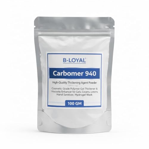 B-LOYAL Carbomer 940 High-Quality Thickening Agent Powder | Cosmetic Grade Polymer Gel Thickener, Viscosity Enhancer, Stabilizer for Cosmetic Gels, Creams, Lotions, Hand Sanitiser, Hydrogel Mask | High Clarity Suspension Additive for DIY Skin Care, Personal & Pharma Use (100 GM)