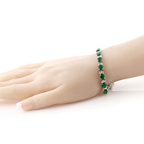 Gem Stone King 40.00 Ct Oval And Round Green Color Cubic Zirconias Cz Tennis Bracelet For Women 7 Inch #TOP1
