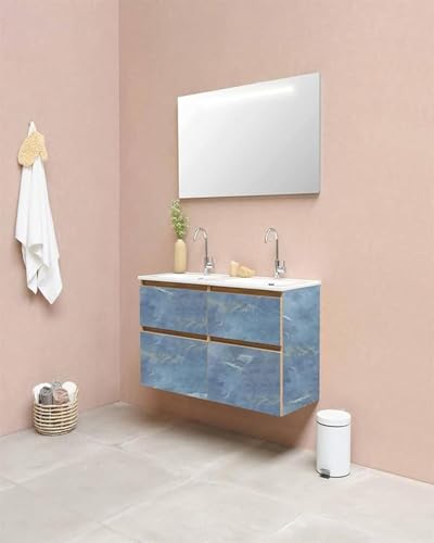 Image of Marble Self Adhesive Wallpaper 60x200cm Waterproof & Oilproof Kitchen Cabinet Sticker (Blue)