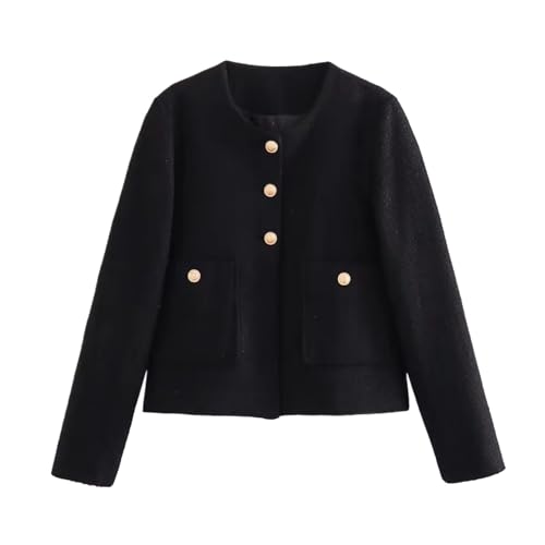 Manteau en tweed polyvalent col rond pour sublimer vos tenues d'hiver