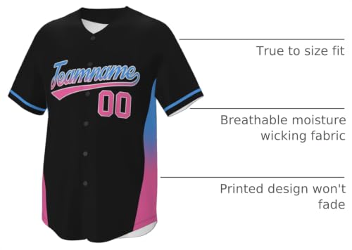 Camiseta personalizada de béisbol con degradado, cosida o impresa, uniforme deportivo para hombres, mujeres y jóvenes miniatura 4