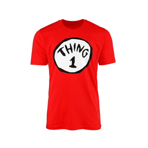 WillowGifts Thing 1 Thing 2 T-Shirt Top Tee Novelty World Book Day Library Cartoon Human-Like Twins One Two Cute Mischief Reckless Cheeky Naughty Box Gift Present