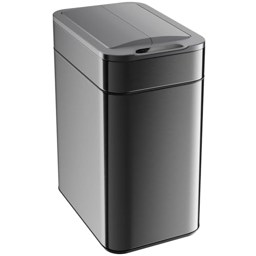 Image of hOmeLabs - 13 Gallon Kitchen Trash Can Dark Stainless Steel