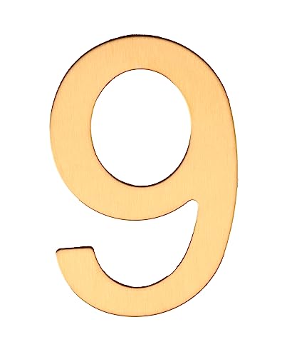 Numéro de boite aux lettres, Chiffre de rue, Maison en Acier Inoxydable Doré - Adhésif Autocollant fort - 76 mm - 9 - Neuf
