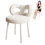 kamulouk Schminktisch Stuhl, Stuhl Schminktisch mit Bowknot Rückenlehne Wohnzimmer Frauuen, Schminkstuhl für Wohnzimmer und Schlafzimmer Weiß
